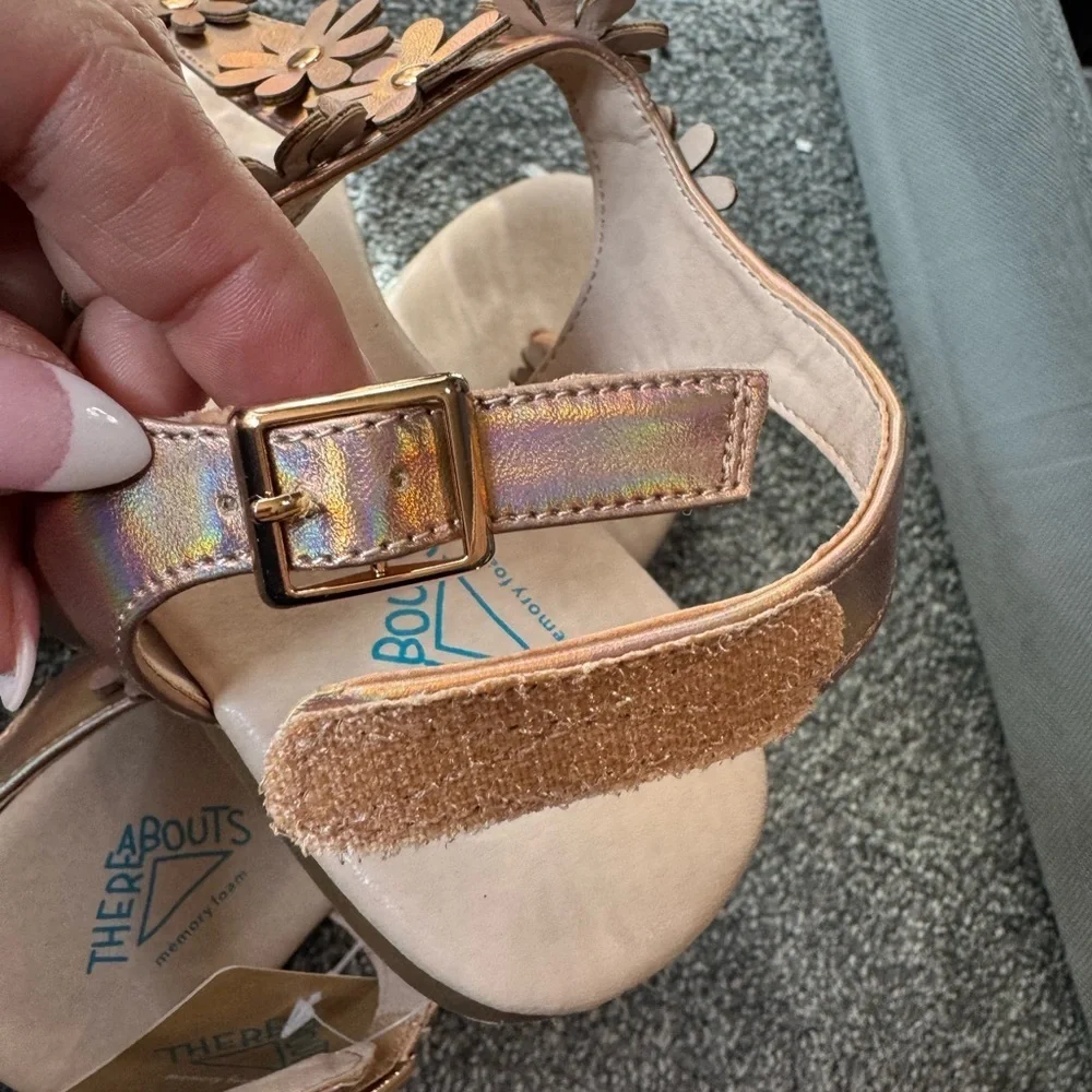 ThereAbouts Kids Floral Sandals - Rose Gold Size 4